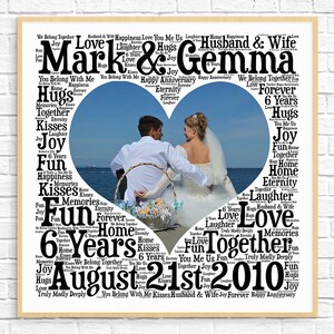 PERSONALIZED 6th ANNIVERSARY Gift ~ Word Art ~ Printable Art ~ Unique Anniversary gift ~ 6 Year Wedding Anniversary ~ Unique Gift