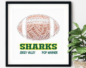 FOOTBALL COACH GIFT ~ Printable Art ~ Unique Gift idea ~ Boys Football ~ Personalized Gift ~ Football Year End Gift ~ Football Team Gift