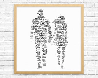 Personalized ENGAGEMENT GIFT - Word Art - Art Print - Printable Art - Unique Engagement gift For Couple - Engagement Card - Couple Design