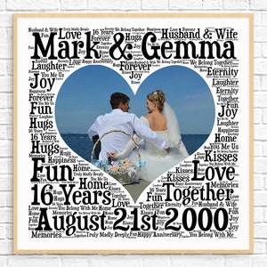 PERSONALIZED 16TH ANNIVERSARY Gift ~ Word Art ~ Printable Art ~ Unique Anniversary gift ~ 16 Year Wedding Anniversary Gift ~ Unique Gift