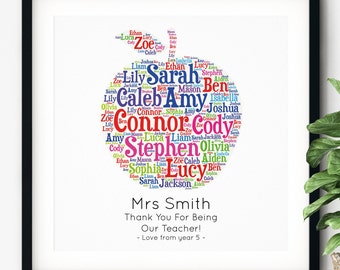 Personalized TEACHER GIFT - Printable Art ~ Gift for Teacher ~ Word Art ~ Teacher Appreciation ~ School Gift ~ Teacher Retirement Gift