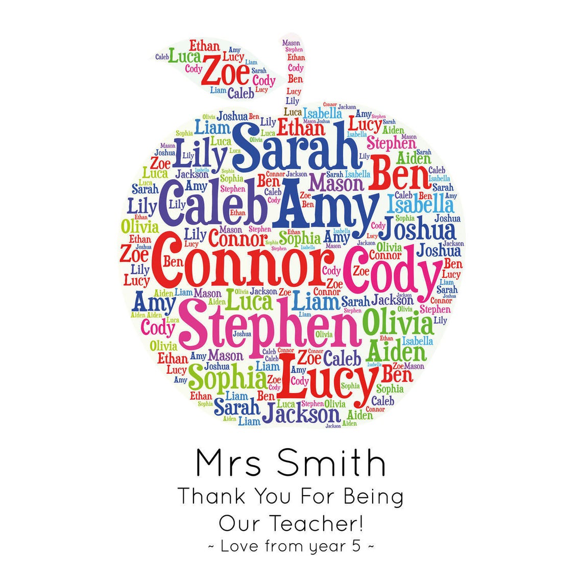 Personalized TEACHER GIFT - Printable Art ~ Gift for Teacher ~ Word Art ...