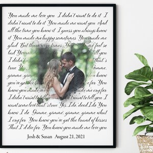 Valentines Day Gift, 1st Anniversary Gift for Husband, Wedding Song Lyrics Art, First Dance Song, Anniversary Gift for Him, For boyfriend