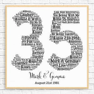 REGALO PERSONALIZADO DEL 35.° ANIVERSARIO ~ Arte con palabras ~ Arte imprimible ~ Regalo de aniversario único ~ Regalo del 35.° aniversario de bodas ~ Regalo único