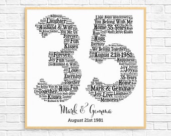 PERSONALIZED 35TH ANNIVERSARY Gift ~ Word Art ~ Printable Art ~ Unique Anniversary gift ~ 35 Year Wedding Anniversary Gift ~ Unique Gift