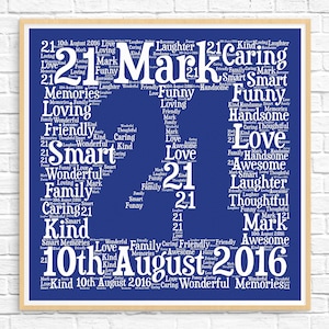 PERSONALIZED 21ST BIRTHDAY GIFT ~ Personalized Gift ~ Gift for Him ~ Printable Art ~ Bespoke Gift ~ 21st Birthday ~ Birthday Gift ~ Prints