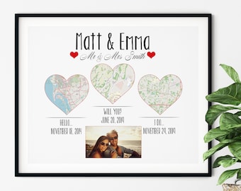Valentines Day Gift, Unique Engagement Gift, Valentines Day Gift for Her, Valentines Day Gift for Him, Met Married Live, Anniversary Present