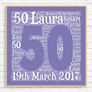 PERSONALIZED 50TH BIRTHDAY GIFT ~ Printable ~ Word Art ~ Gift for Her - Gift for Women - Personalized Gift - Fifty - Best friend Gift