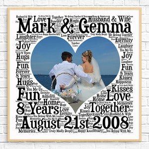 PERSONALIZED 8th ANNIVERSARY Gift ~ Word Art ~ Printable Art ~ Unique Anniversary gift ~ 8 Year Wedding Anniversary ~ Unique Gift