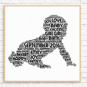 Personalized PREGNANCY / BIRTH GIFT - Word Art - Art Print - Printable Art - Unique New Baby Gift For New Arrival - Baby Girl Design