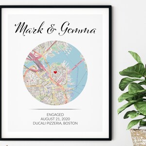 Regalo de impresión de mapa de compromiso, regalo para pareja, futura novia, regalo para la futura señora, regalo de compromiso para pareja, impresión de mapa, impresión de compromiso