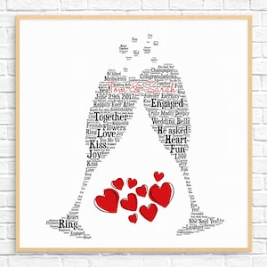 REGALO DE COMPROMISO personalizado - Arte con palabras - Impresión artística - Arte imprimible - Regalo de compromiso único para pareja - Tarjeta de compromiso - Diseño de pareja
