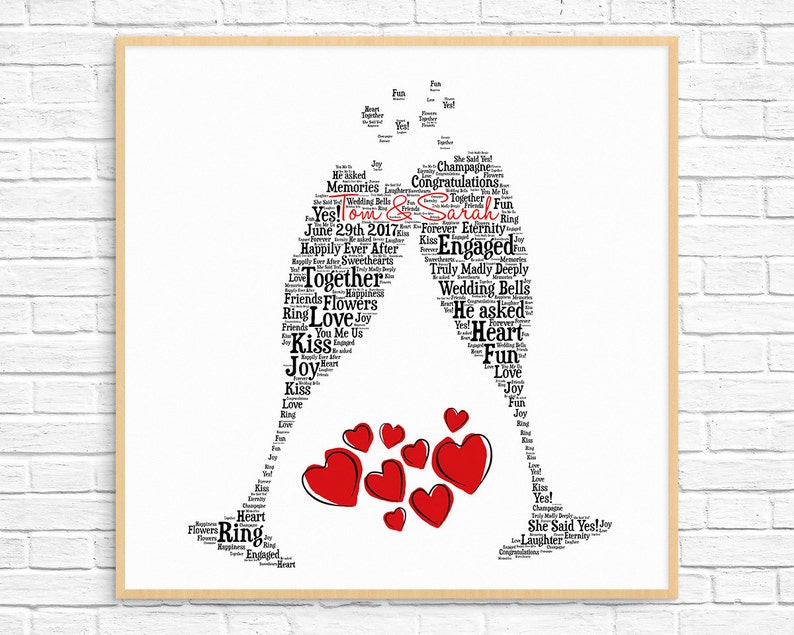 Personalized ENGAGEMENT GIFT Word Art Art Print - Etsy Australia