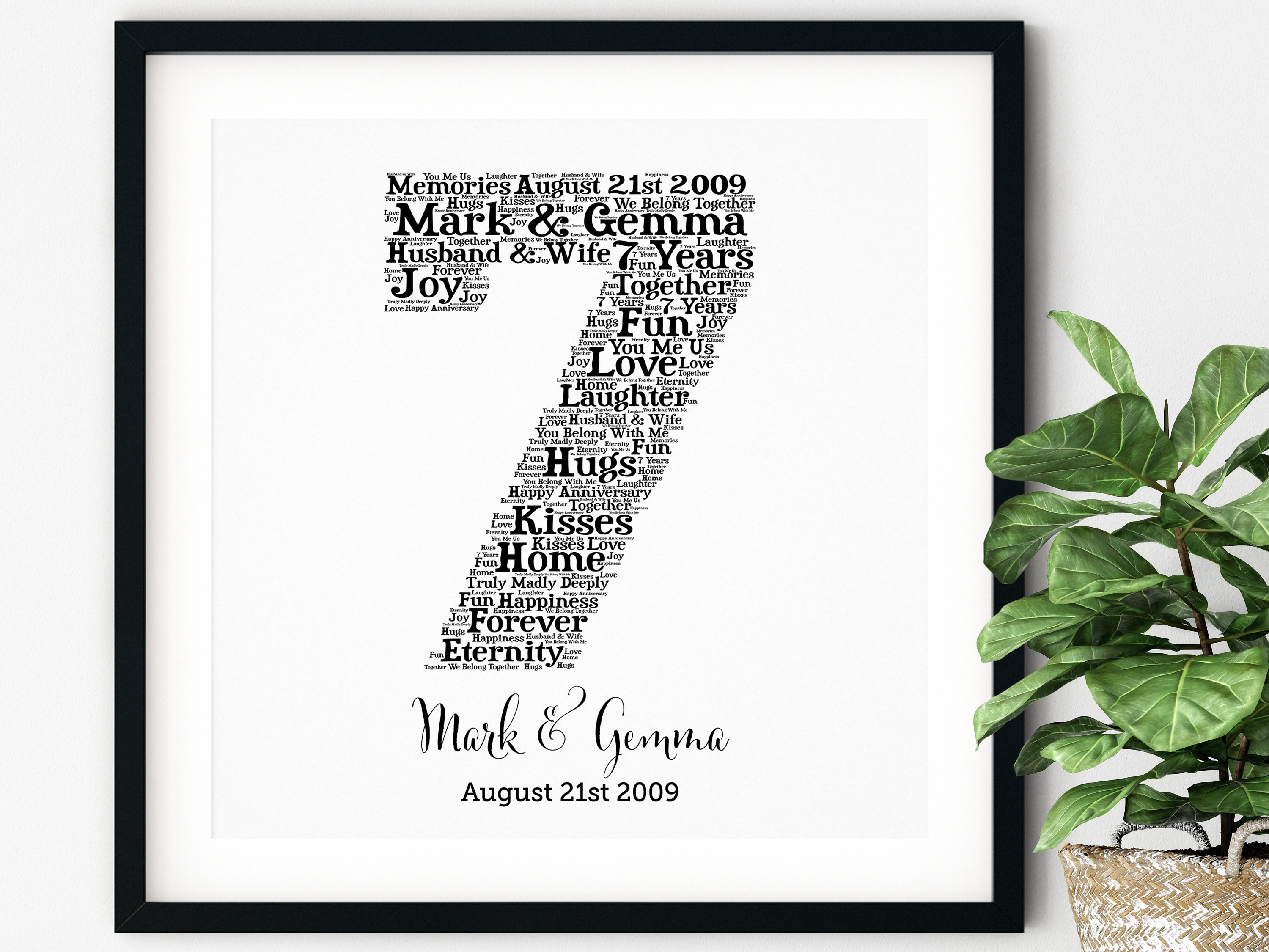 Personalized 7th Anniversary Word Art