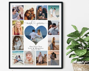 Personalized First Anniversary Gift, 1st Anniversary Gift for Husband or Wife, 1 Year Anniversary Gift for Boyfriend, Custom Photo Collage