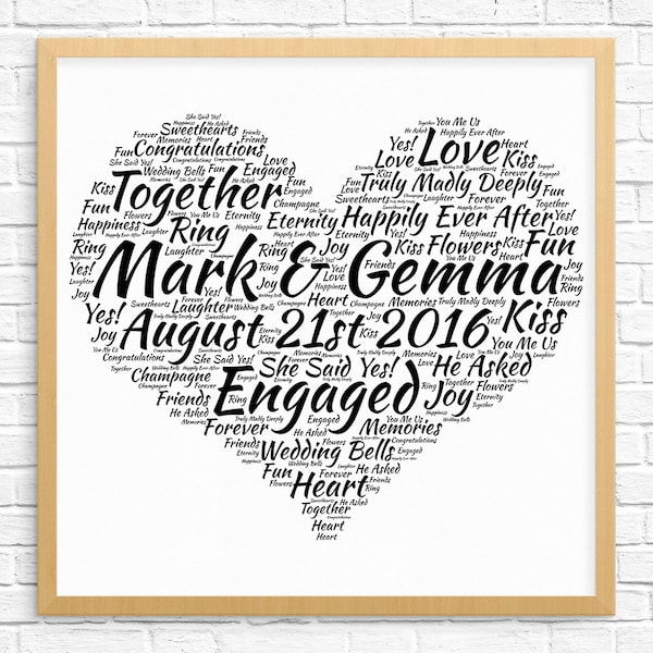 Engagement Word Art - Etsy