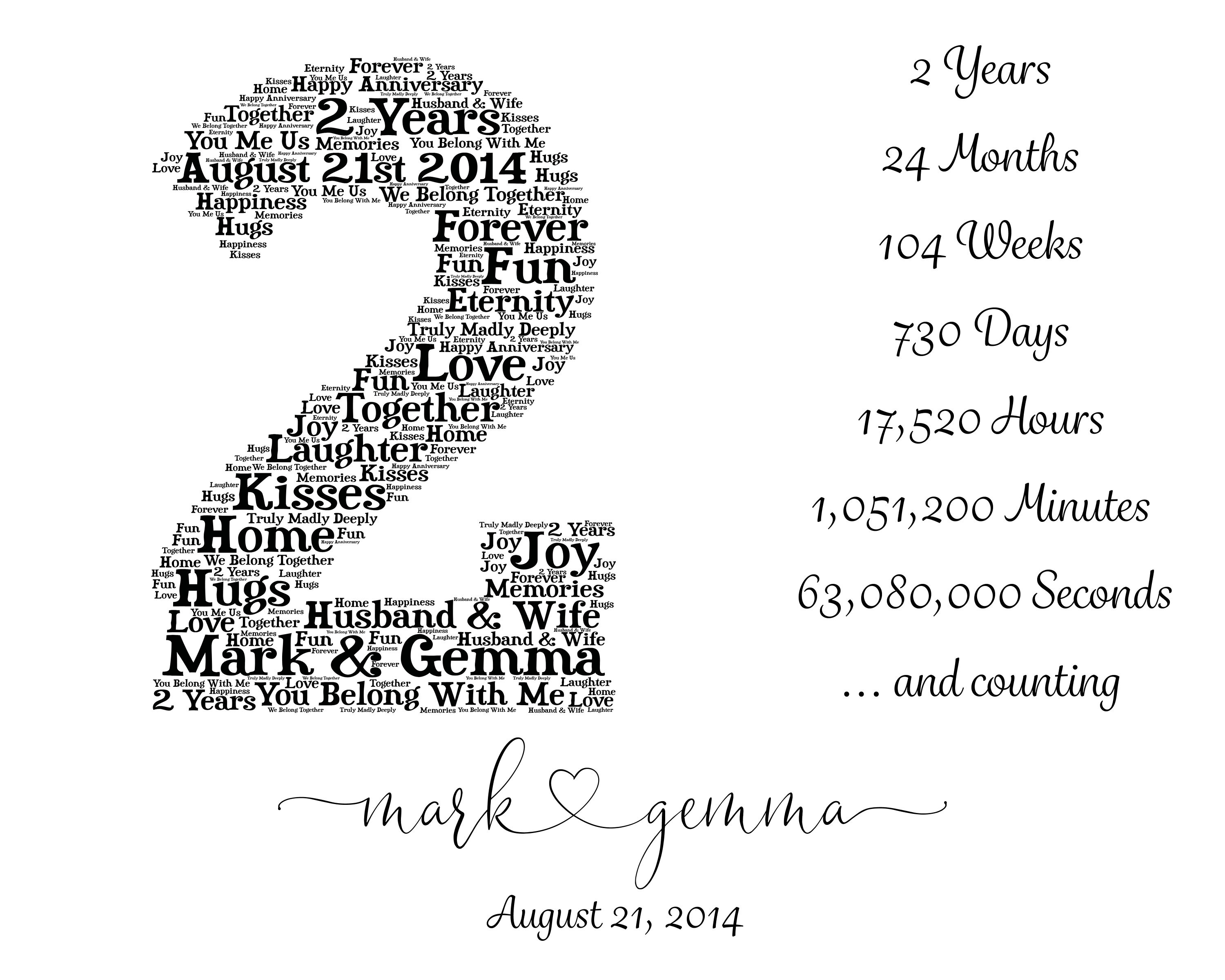 Personalized Second Anniversary Gift 2 Year Anniversary Gift - Etsy