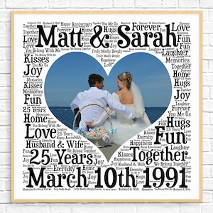 PERSONALIZED 25th ANNIVERSARY Gift ~ Word Art ~ 25 Year Anniversary ~ Unique Anniversary gift ~25 Year Wedding Anniversary Gift~Unique Gift