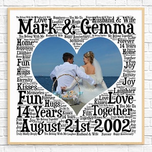 PERSONALIZED 14TH ANNIVERSARY Gift ~ Word Art ~ Printable Art ~ Unique Anniversary gift ~ 14 Year Wedding Anniversary Gift ~ Unique Gift