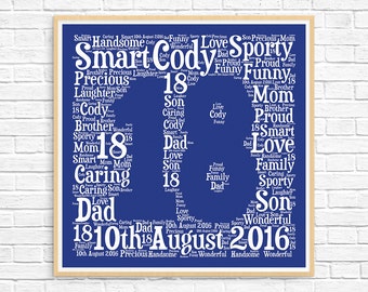 Personalized 18TH BIRTHDAY GIFT ~ Word Art ~ Gift for Him ~ Personalised Gift ~ Birthday Gift ~ Bespoke Gift ~ 18th Birthday