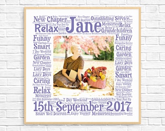 Personalized RETIREMENT GIFT ~ Word Art ~ Printable Gift ~ Retirement Gift for Woman ~ Retirement Card ~ Retirement Word Art