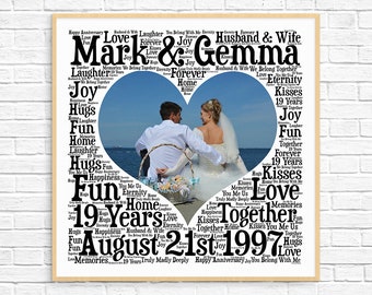 PERSONALIZED 19TH ANNIVERSARY Gift ~ Word Art ~ Printable Art ~ Unique Anniversary gift ~ 19 Year Wedding Anniversary Gift ~ Unique Gift