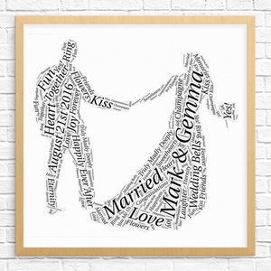 CADEAU DE MARIAGE PERSONNALISÉ - Word Art - Art imprimable - Impression d'art - Idée cadeau de mariage unique - Word Art personnalisé - Cadeau de mariage pour couple