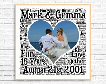 PERSONALIZED 15TH ANNIVERSARY Gift ~ Word Art ~ Printable Art ~ Unique Anniversary gift ~ 15 Year Wedding Anniversary Gift ~ Unique Gift