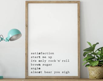 Rolling Stones Song Title Poster Art Print - Rock n Roll - Wall Art - Gift For Him