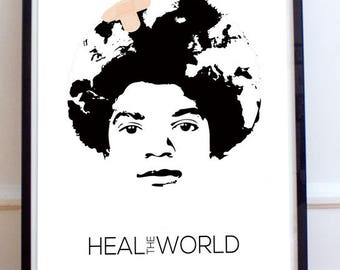 Michael Jackson inspired Poster - Heal the World - Art - Graphic Design - Music Poster - Perfect Gift