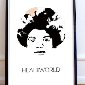 Michael Jackson inspired Poster - Heal the World - Art - Graphic Design - Music Poster - Perfect Gift