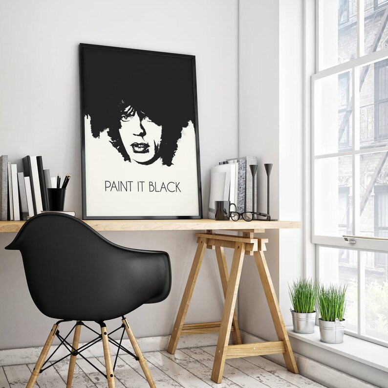 Mick Jagger Inspired Paint It Black Poster, Wall Art Etsy