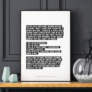 Póster impreso de carta de Michael Jackson a sí mismo - Cita - Impresión de póster - Arte de pared - Regalo perfecto - Pulgadas