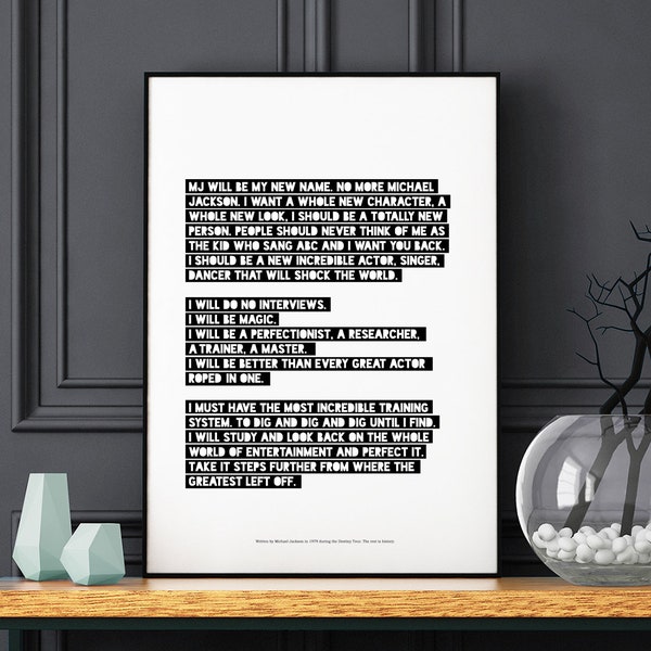 Michael Jackson Letter to Himself Print Poster - Quote - Poster Print - Wall Art - Perfect Gift - Inches