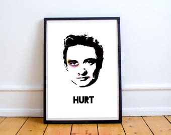 Johnny Cash Black & White &quot;Hurt&quot; Poster - Print Design - Music Digital Print - Rock Poster Print - Wall Art - Perfect Gift