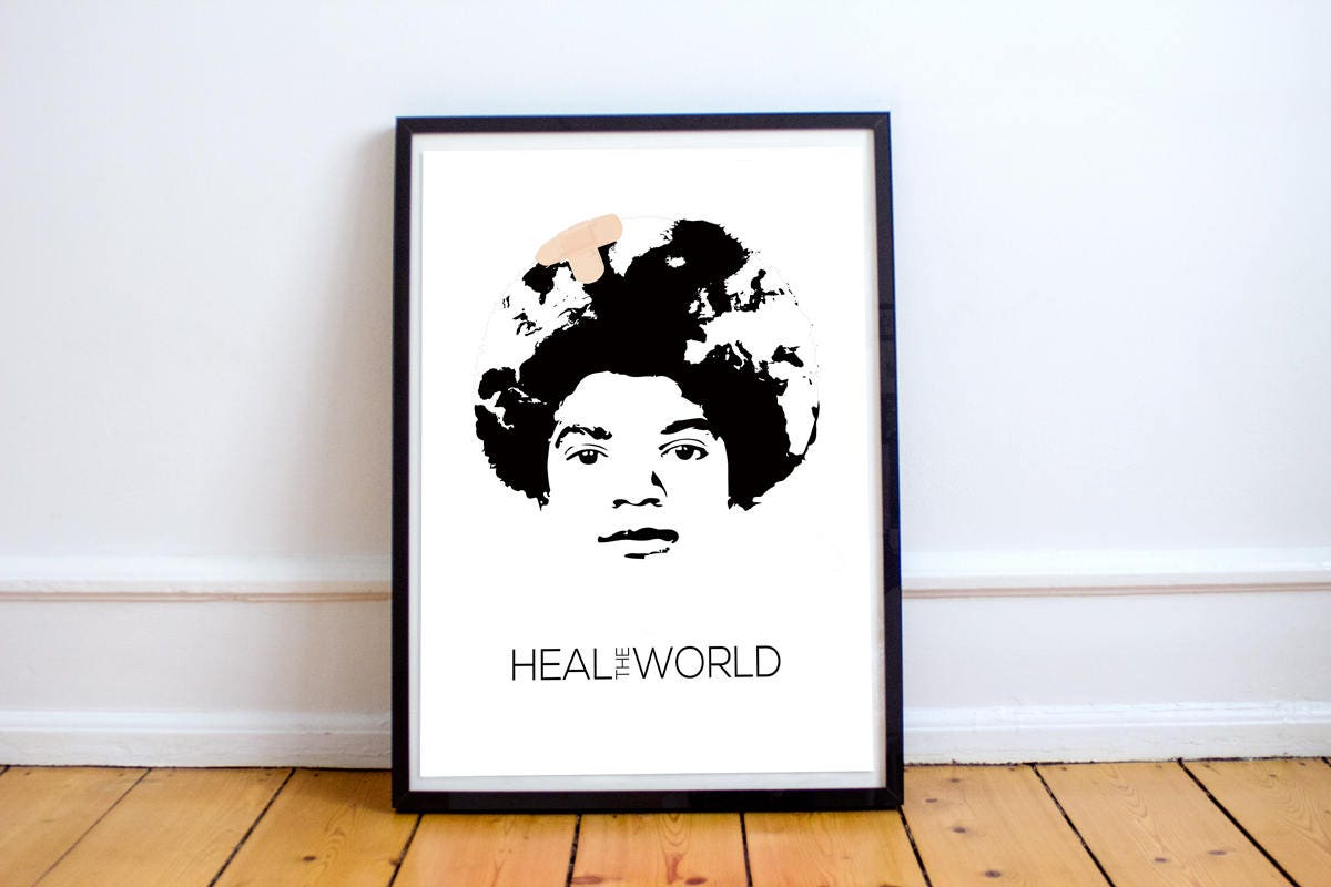 Michael Jackson inspired Poster - Heal the World - Art - Graphic Design - Music Poster - Perfect Gift