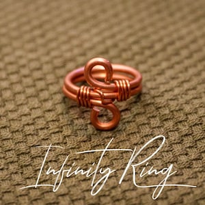 Copper Ring, Infinity Symbol. Real Copper. Handmade Jewelry. Unisex. For Women + Men. Pure Copper Band Ring.