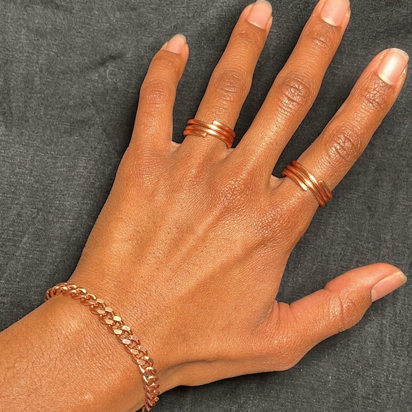 100% Authentic Copper~ Curb Chain Bracelet, + Anklet, Cuban Link Bracelet. Durable. 6.8mm Links, Diamond cut. Choose Your Size!