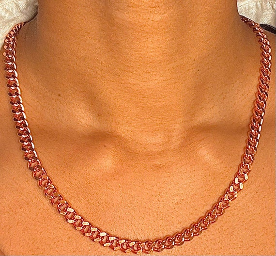Solid Copper Cuban Link Necklace. 6.8mm Copper Chain. Copper