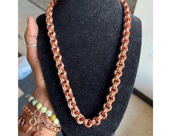 100% Authentic Copper Link Chain, Handmade, Durable. Copper Jewelry, Copper Chain. Heavy Duty, Masculine Energy. Jump Rings. Free Shipping!
