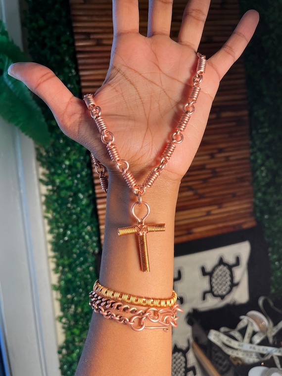 Copper Ankh Necklace, Handmade Copper Links. Egyptian Symbol. Divine Feminine, Divine Masculine. Copper Jewelry, Original Design.