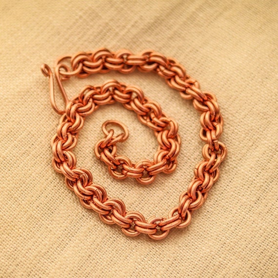 Buy Men Chain Links Necklace, Pure Copper Handmade Antiqued Chain