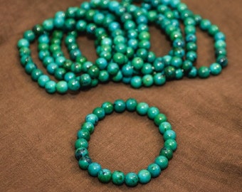 Chrysocolla Crystal Bracelet 8mm, Beaded Bracelet. Calming, Supportive, Spiritual, Teacher. Healing Jewelry, Communication Stone.