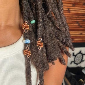 Copper Loc Jewelry, Copper Coils. Set of 3. 100% Pure Copper, Handmade Jewels. Copper Spiral, Hair jewelry. Protect Your Crown. 7mm Hole.