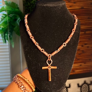 Copper Ankh Necklace, Handmade Copper Links. Egyptian Symbol. Divine Feminine, Divine Masculine. Copper Jewelry, Original Design.