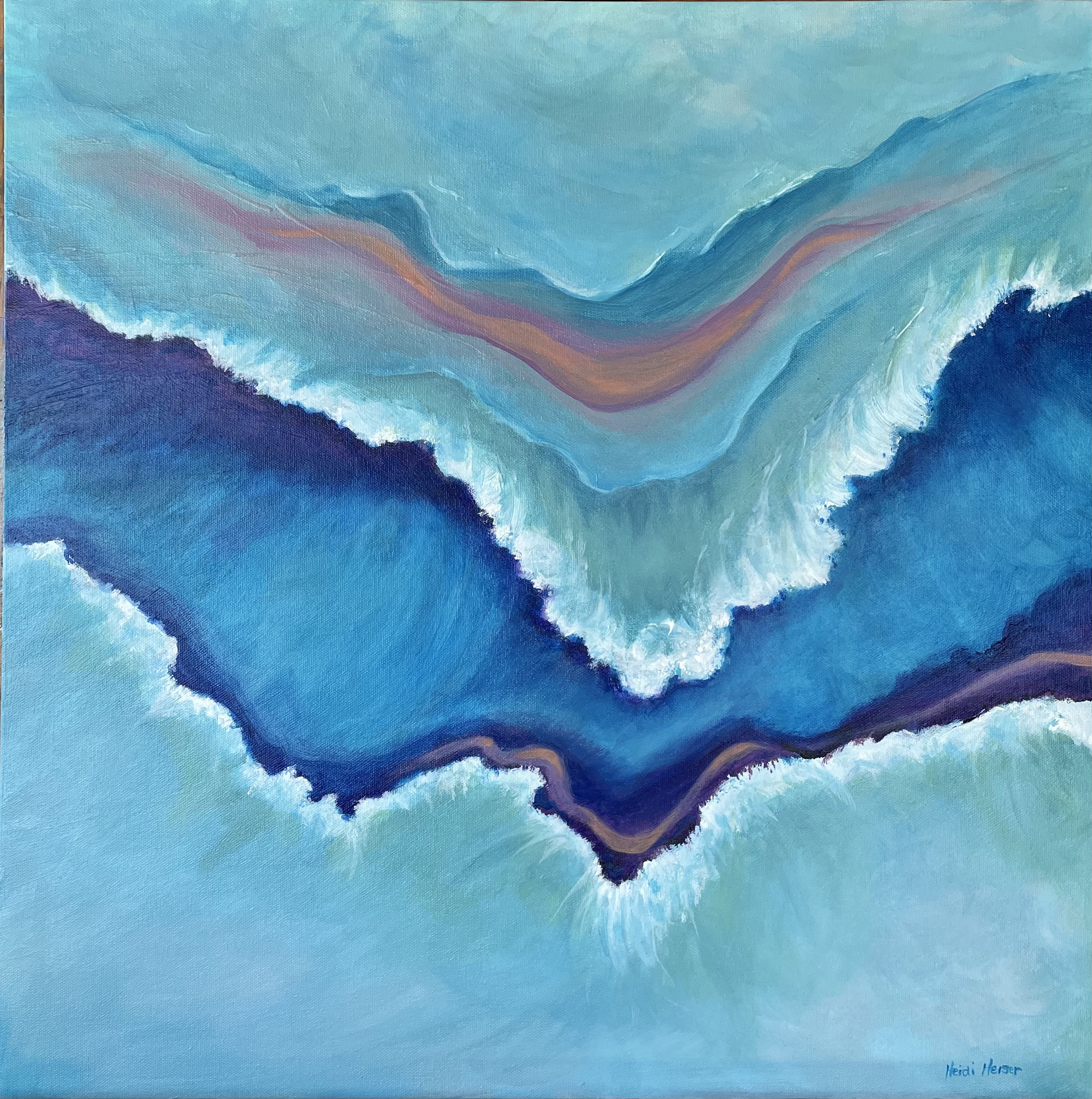 Happiness Comes in Abstract Waves Original Square Painting - Etsy UK