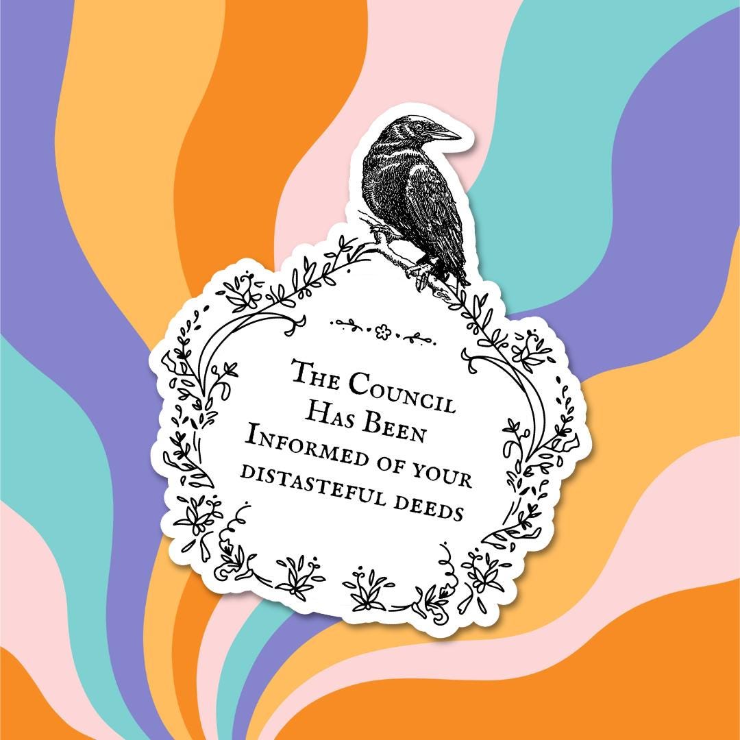 Funny Crow Sticker | Distasteful Deeds Raven Decal | Gothic Humor 3 ...