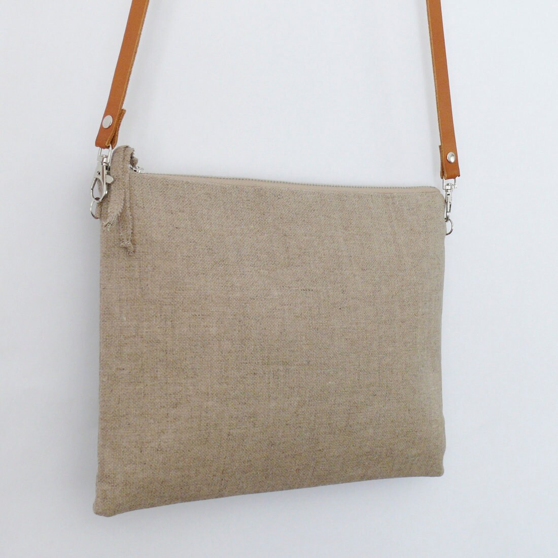 Fabric Across Body bag Natural Jute Linen Fabric Convenient | Etsy