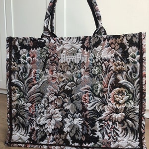 Vintage Tapestry Style Handmade Book Tote Bag, Large/Medium/Small Size Elegant Shopper Bag made of Tapestry Style Old Castle  Fabric