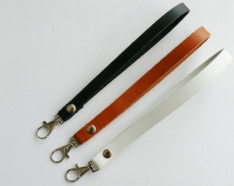 Leather Wristlet Strap - Replacement Keychain Lanyard for Clutch, Purse, and Pouch - Leather Handbag Handle with Swivel Clip